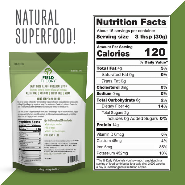 Field Theory Hemp 50 Protein Powder 16 oz